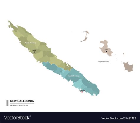 New Caledonia Higt Detailed Map With Subdivisions Vector Image