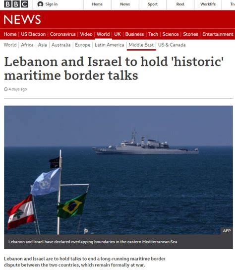 Bbc Portrayal Of The Upcoming Israel Lebanon Maritime Border Talks