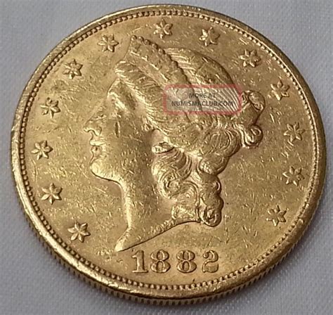 1882 - S $20 American Liberty Head Double Eagle Gold Coin Low Mintage