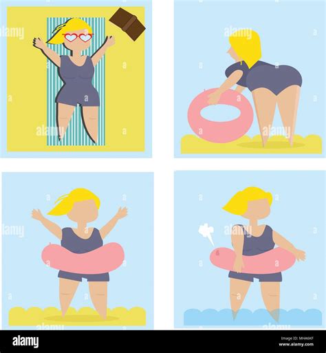 Fat Woman And Swiming Pool Banque D Images Vectorielles Alamy