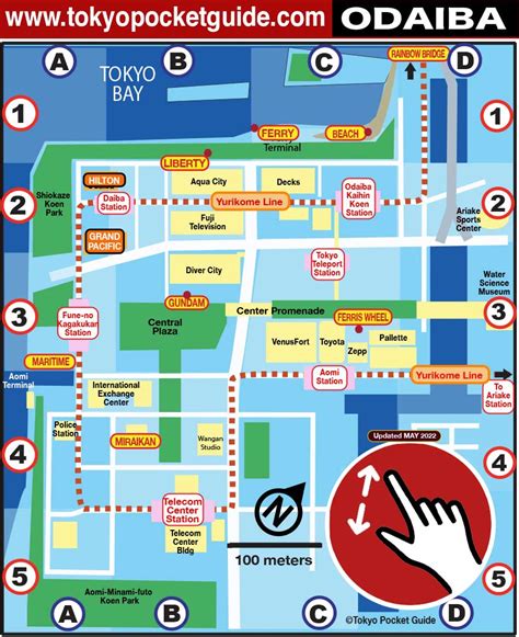 TOKYO POCKET GUIDE: Odaiba map in English for Tourist Attractions and Things to Do