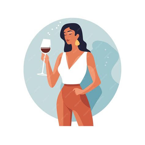 Premium Vector Woman Holding A Wine Glass Vector Illustration