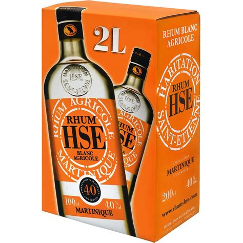 HSE Rhum blanc agricole Martinique 40 Bib 2l pas cher à prix Auchan