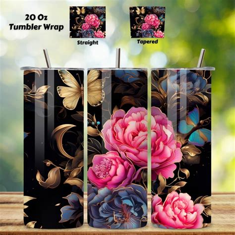 3d Flowers Butterflies Tumbler Wrap Alcohol Ink Butterflies 3d