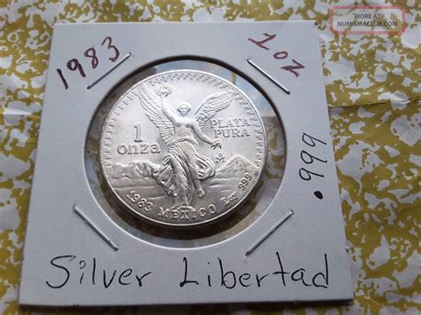 1983 1 Oz Silver Mexican Libertad Uncirculated 1 Onza 999 Plata Pura