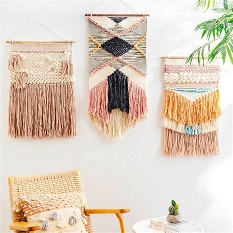 Tapiz tejido a mano de estilo bohemio tapices de macramé para colgar