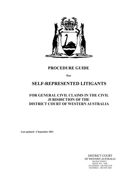 Unrepresented Litigants Procedure Guide Procedure Guide For Self