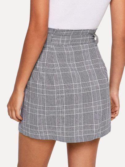 Shein Button Up Knot Front Plaid Skirt Plaid Skirts Skirts Skirt