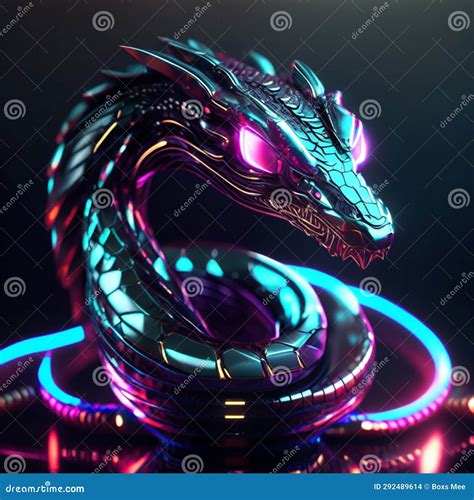 Dragon Head With Neon Lights D Rendering D Illustration Stock