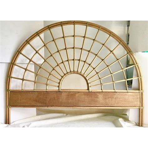 Vintage Rattan & Leather Queen Headboard | Chairish