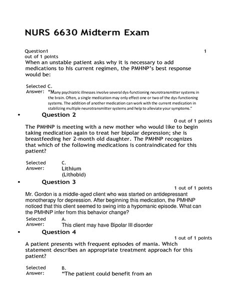 Walden University Psychopharmacology Nurs Midterm Exam Study