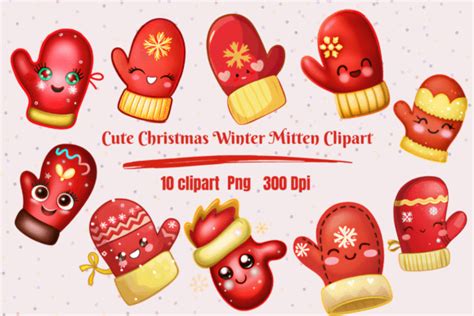 Cute Christmas Winter Mitten Clipart Graphic By Hamees Store Creative