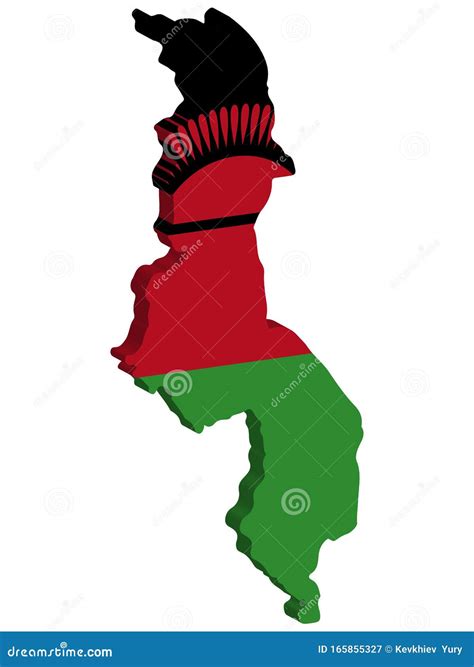 3d Malawi Map Flag Vector Illustration Eps 10 Stock Vector