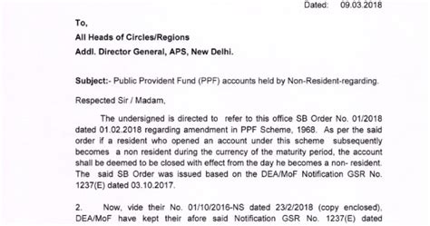 Sb Order No 022018 Public Provident Fund Ppf Accounts Held By Non