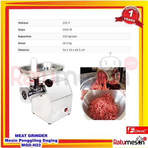 Jual Meat Grinder Mesin Penggiling Daging MGD H22 FOMAC Kapasitas