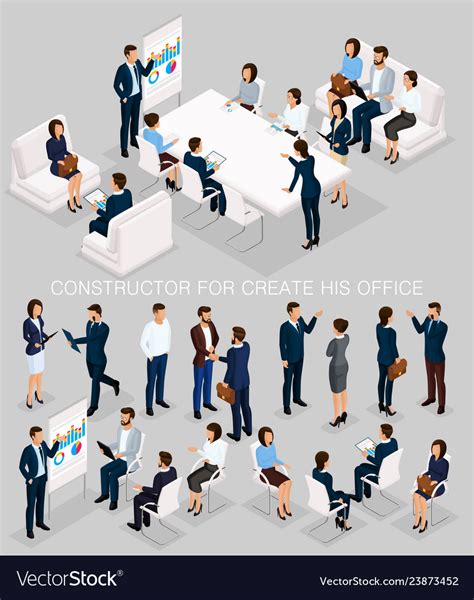 Isometric Set Business People For Conception Vector Image