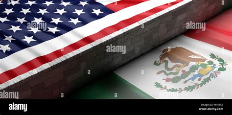 Usa And Mexico Split Border Wall Between Us Of America And Mexico