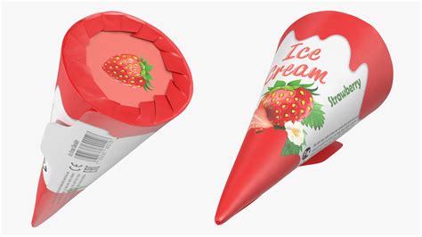 Cone Ice Cream Package Mockup Strawberry 3D Model 29 3ds Blend