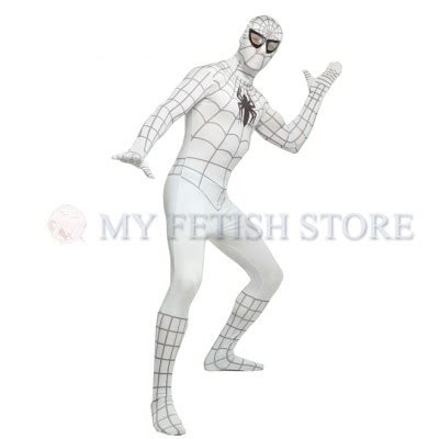 Full Body White And Black Spider Man Lycra Spandex Bodysuit Cosplay