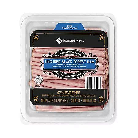 Member S Mark Uncured Black Forest Ham Sliced Deli Meat 22 Oz Sam