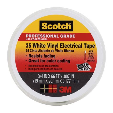 3M Scotch 0 75 In X 66 Ft X 7 Mil 35 Electrical Tape White 10828