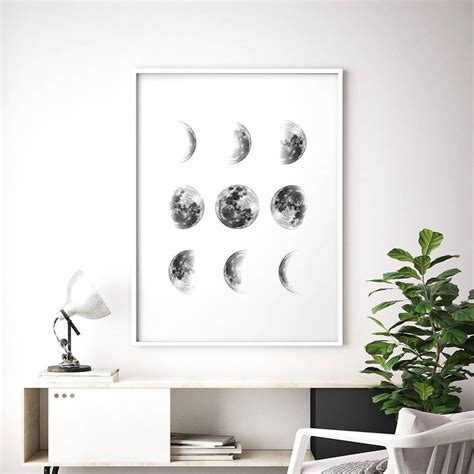 Moon Phases Wall Art Moon Phases Print Moon Poster Moon - Etsy