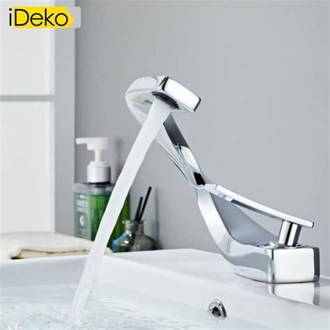 Ideko Robinet Salle De Bain Design Moderne Mitigeur De Lavabo Laiton