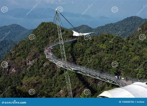 Aerial View of of Langkawi Sky Bridge and Visitors Seen Exploring the ...