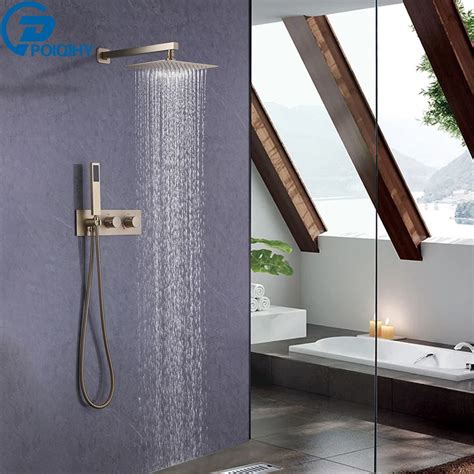 Brushed Gold Concealed Shower Faucet Bathroom Shower Tap Mixers