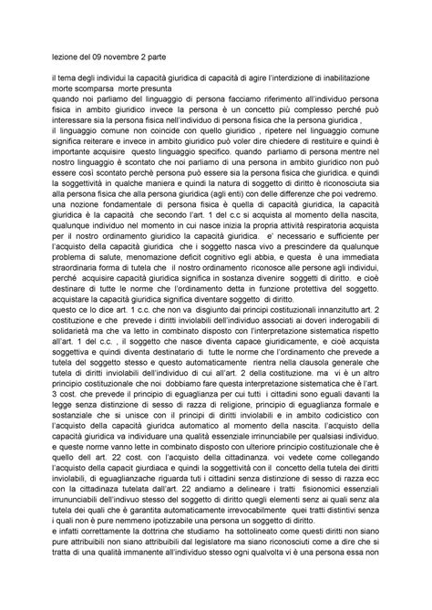 Lezione Del 09 Novembre Diritto Privato 2 Parte Lezione Del 09