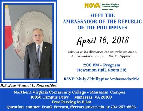 Meet The Ambassador Of The Philippines On April 16