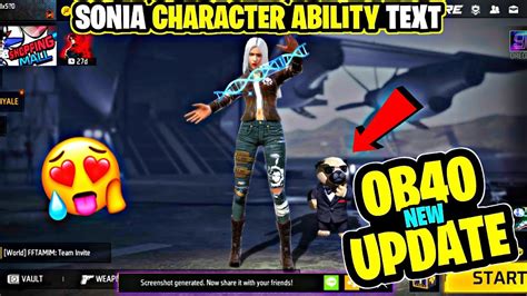 New Sonia Character Ability Test Ob40 Update Update Free Fire New