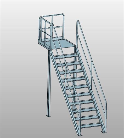 国标钢结构斜爬梯step模型图纸下载 懒石网