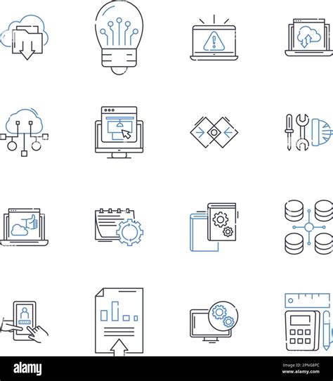 Computational Devices Line Icons Collection Processor Silicon