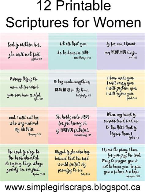 12 Printable Scriptures For Women Scripture Printables Scripture