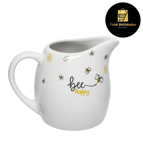 Leiteira Honey Em Porcelana 245ml Linha Bee Happy Hauskraft Shopee Brasil