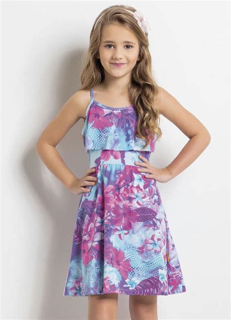 Vestido de Alças Floral Babado Infantil Queima de Estoque