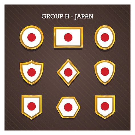 Premium Vector Golden Frame Badges With World Cup Country Flags Japan