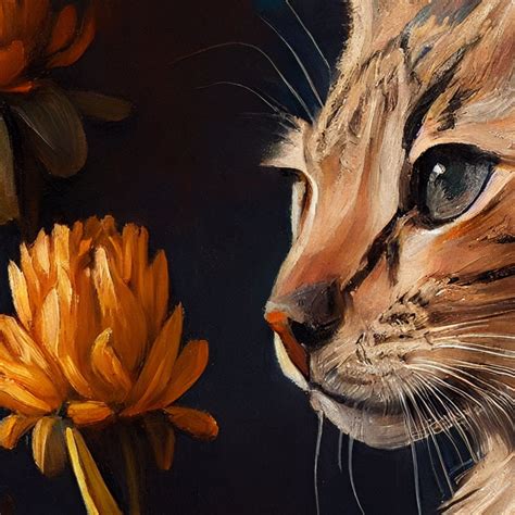 Bengal Cat Art Fine Art Oil Painting For Home Decor Cat Wall Painting