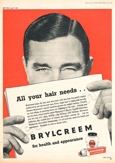 1955 Brylcreem Hair Care Brylcreem Barbershop Poster Brylcreem Hairstyles