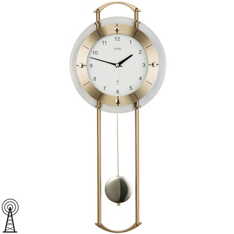 Ams Funk Wanduhr Mit Pendel Messing