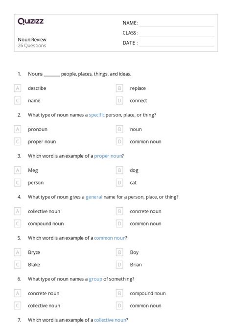 50 Abstract Nouns Worksheets On Quizizz Free And Printable