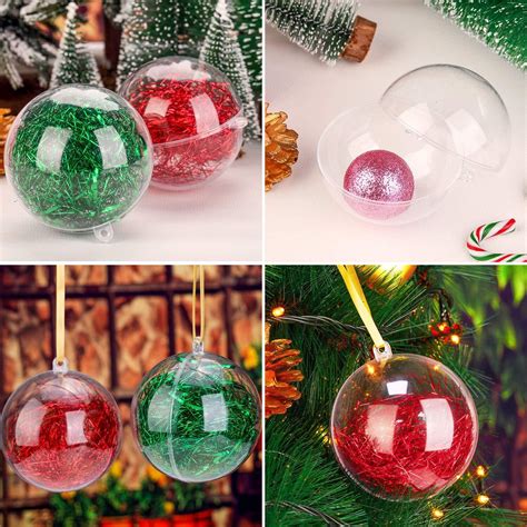 Plastic Christmas Ball 160x Clear Acrylic Diy Fillable Baubles Sphere Xmas Decor Ebay