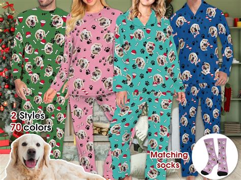 Personalized Photo Women Pajamas Custom Dog Face Pajama Set Paw