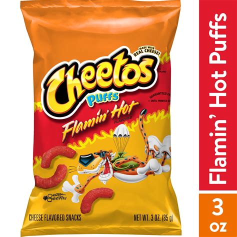 Cheetos Puffs Flamin Hot Cheese Flavored Chips Puffed Snacks 3 Oz Bag