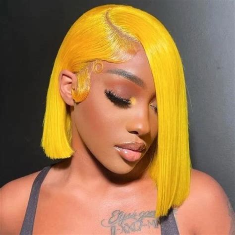 Clearance Sale Nadula Lemon Yellow Bob Wig 13x4 Lace Frontal Wig Pre