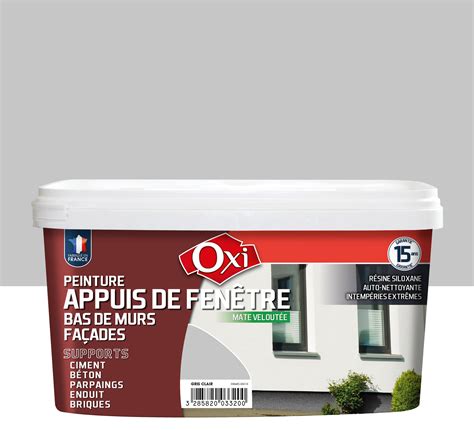 Peinture appui de fenêtre Mate velouté OXI gris clair 2 5 l Leroy