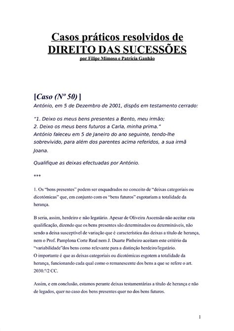 PDF Casos Práticos Resolvidos de Direito Das Sucessões WIAC Direito