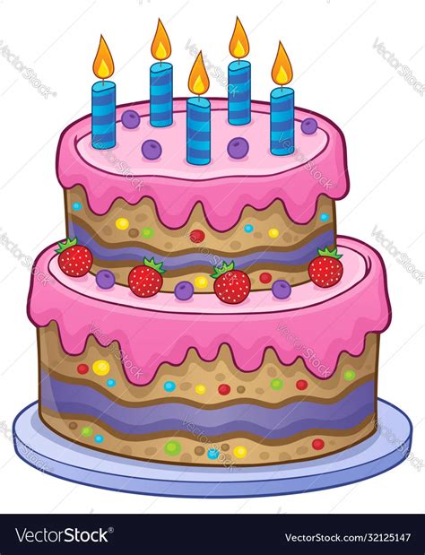 Birthday Cake With 5 Candles Royalty Free Vector Image