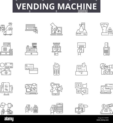 Iconos De L Nea De M Quinas Expendedoras Signos Vector Concepto De